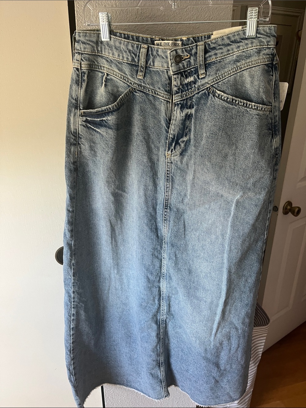 We The Free light blue denim midi skirt